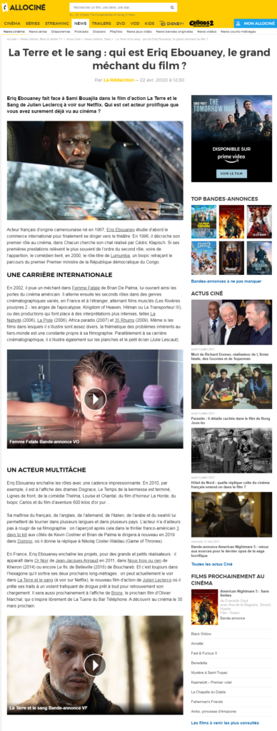 Press Allocine la Terre et le Sang